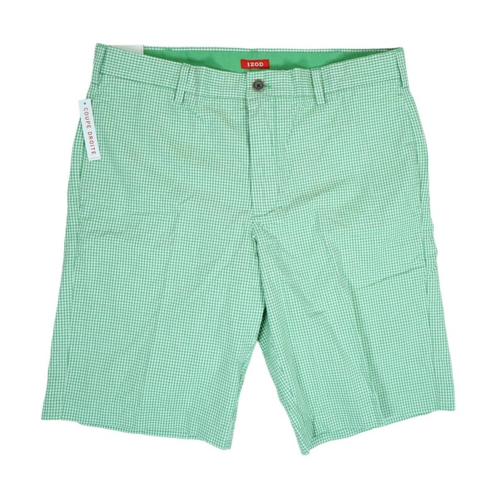 NWT‎ Mens Izod Green Plaid Shorts Straight Fit Size 34 Sport ~ MSRP $60